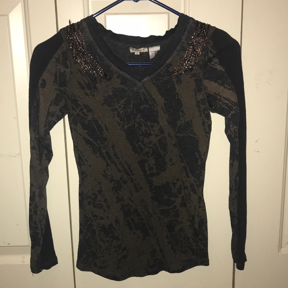 Miss Me black/maroon embellished shirt